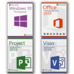 Microsoft Windows 10 Professional + Microsoft Visio 2019 Professional + Microsoft Project 2019 Professional + Microsoft Office 2019 Professional Plus License for 3 devices
