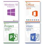 Microsoft Visio 2019 Professional + Microsoft Project 2019 Professional + Microsoft Office 2019 Professional Plus + Microsoft Windows 10 Professional Lizenz für 3 PC