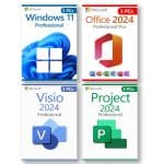Microsoft Windows 11 Professional + Microsoft Project 2024 Professional + Microsoft Office 2024 Professional + Microsoft Visio 2024 Professional license for 3 devices