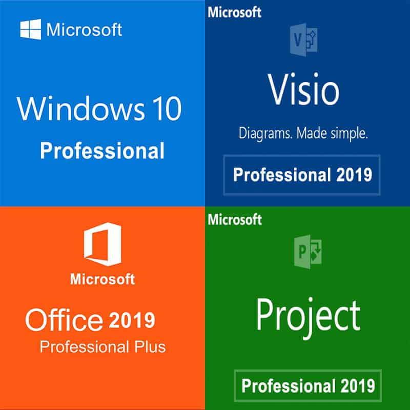 Windows 10 Professional + Visio 2019 Professional + Project 2019