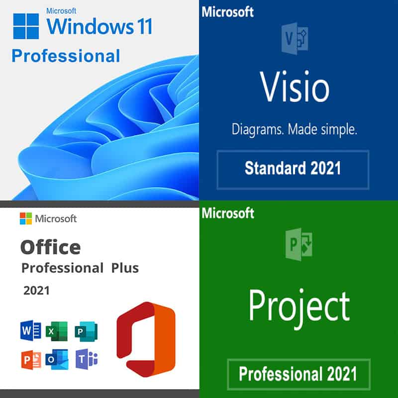 Windows 11 Professional + Project 2021 Professional + Office 2021  Professional + Visio 2021 Standard